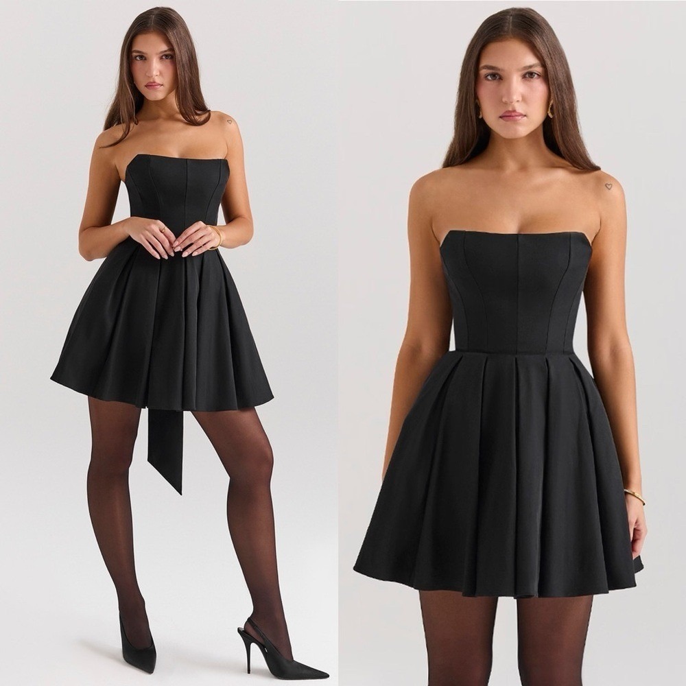 House of CB Emmanuela Strapless Bow mini Dress NWOT size M A-C $285 - Picture 3 of 13